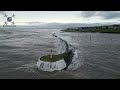The power of the sea. Arbroath Harbour Wall Damage, February 2024, High Tide. 4k by drone.
