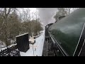 NYMR - Journey through snow from Grosmont to Goathland and Fen Bog on Schools Class No. 926 Repton