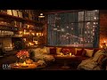 Rainy Night at Cozy Coffee Shop Ambience with Smooth Piano Jazz Background Music for Relax, Work