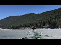 Kayaking a frozen Baker Lake in Washington State