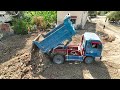 Best Small Project !!! Small Bulldozer Pushing Skill With Small Dump Trucks Filling A Land