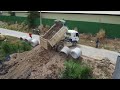 New project!!!, Landfilling Up by KOMATSU D20 P bulldozer Pushing Soil, 5ton dump truck Mix 3VDO