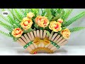 Ide kreatif Vas bunga dari Stik Es Krim | kreasi stik es krim | Popsicle stick craft