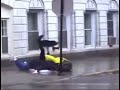 banana slips on a man and falls