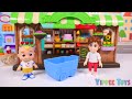 Peppa Pig and Cocomelon go Grocery Shopping | Farmers Market Toy Playset for Kids| Learn About Fruit