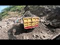 Sand mining|| The excavator digs and loads sand onto the dump truck