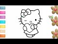 How to draw hello kitty with a heart | step by step sanrio | hello kitty and her friends