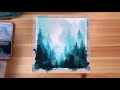 How to Paint Rainy Misty Forest | Easy Forest Water Coloring Painting Tutorial For Beginners