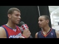 Blake Griffin interviewing Steph Curry at the rookie photo shoot   Stephen Curry Nation