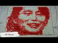 Aung San Suu Kyi Portrait with 2000 white flowers and red dye by Red Hong Yi