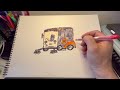 How to draw a street sweeping car / easy drawing for kids