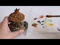 Mini Fairy Garden House No.8 with Toilet Paper Tube - Clay Craft DIY Idea