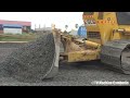 Powerfull Komatsu Bulldozer D41P Pushing Gravel Building New Road ចាក់ថ្មមិចធ្វើផ្លូវ