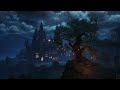 Hogwarts Legacy - Castle from the distance at night - Ambient sounds and gentle music