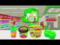 Inside Out 2 - Disgust Convenience Store Green Food Mukbang Animation | ASMR