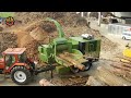 Amazing Powerful Stump Removal Excavator At Another Level, Fastest Wood Chipper Machines Working