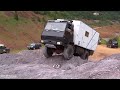 Cargo transportation through mud off road!  Heavy equipment works off road!