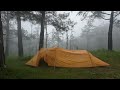 ⛈️ SOLO CAMPING in AMAZING RAIN!! heavy rain, thunderstorms, strong wind (SOOTHING RAIN SOUND ASMR)