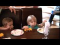 Ethan & Asher eating Bday cake