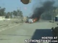 M1 Abrams blows up car