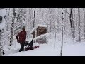 SNOWED IN: Winter Snowstorm Hits Our Simple Off Grid Cabin. Warm And Cozy.