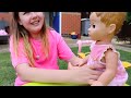 Ruby helps Babies! Kids Pretend Play with Baby Dolls and morning routine video